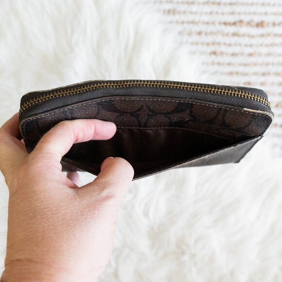 Coach Peyton Long Zip Around Wallet F50180 Signature CC Accordion Brown Tan - Picture 8 of 12